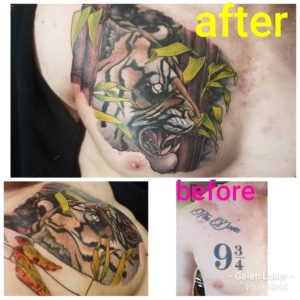 Color cover up tattoo
