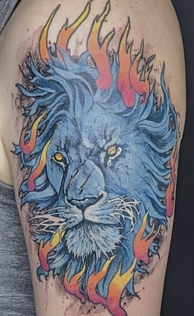 Color lion tattoo realistic artist color black and grey Eureka arcata Fortuna Mckinleyville Redding Santa Rosa