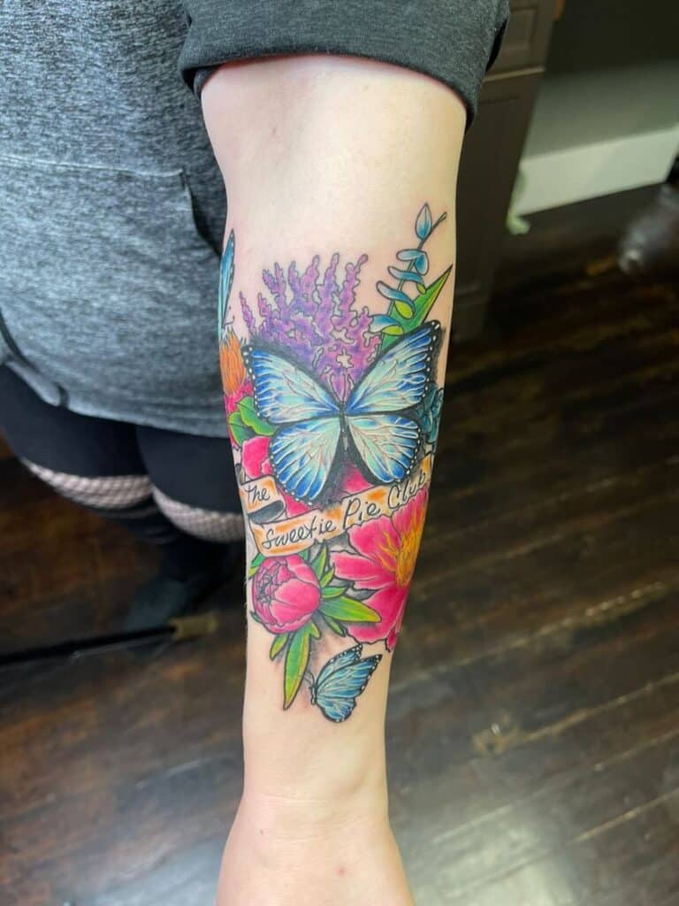 Realistic color butterfly tattoo arcata ca